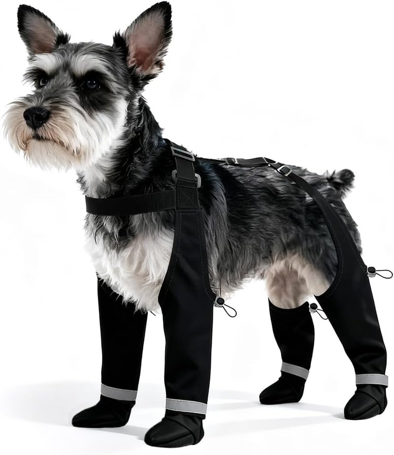 Billionchains Dog Boots with Adjustable Suspender, Anti-Slip Dog Shoes, Waterproof Paw Protector for Rainy, Snowy, Hot Pavement, S - Image 1